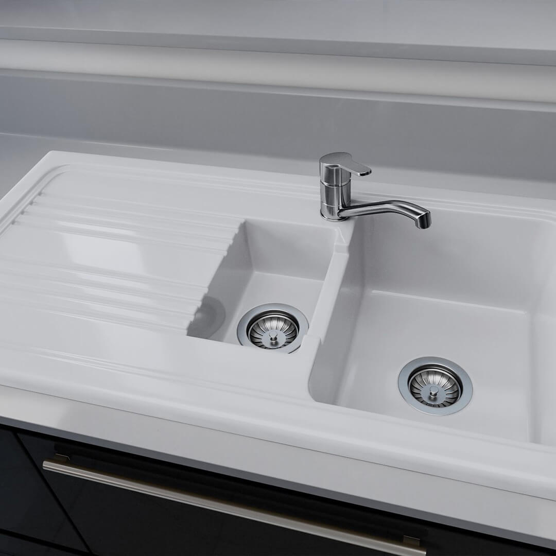 Reginox 1.5 Bowl White Ceramic Inset Sink - 1000mm Wide