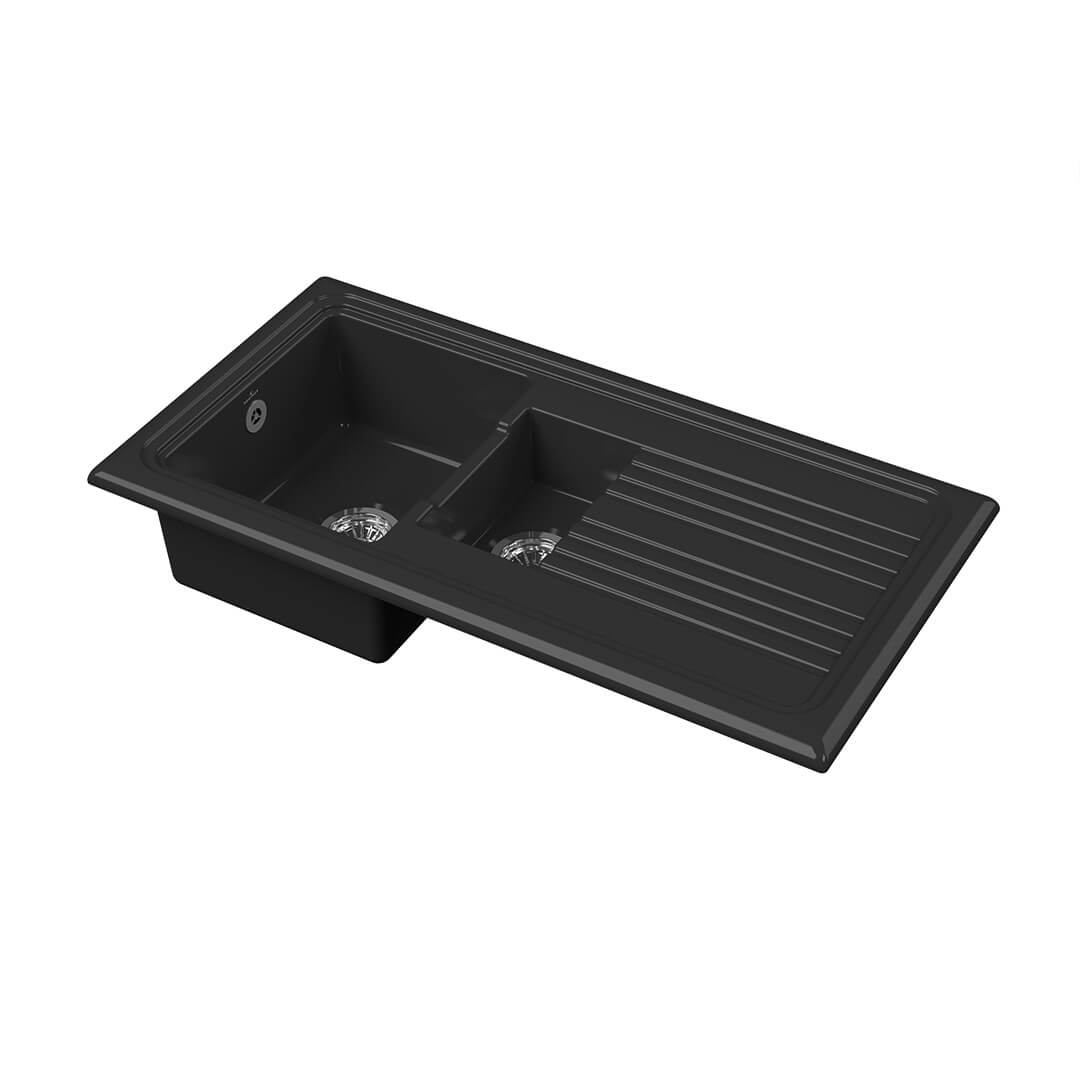 Reginox 1.5 Bowl Black Ceramic Inset Sink - 1010mm Wide