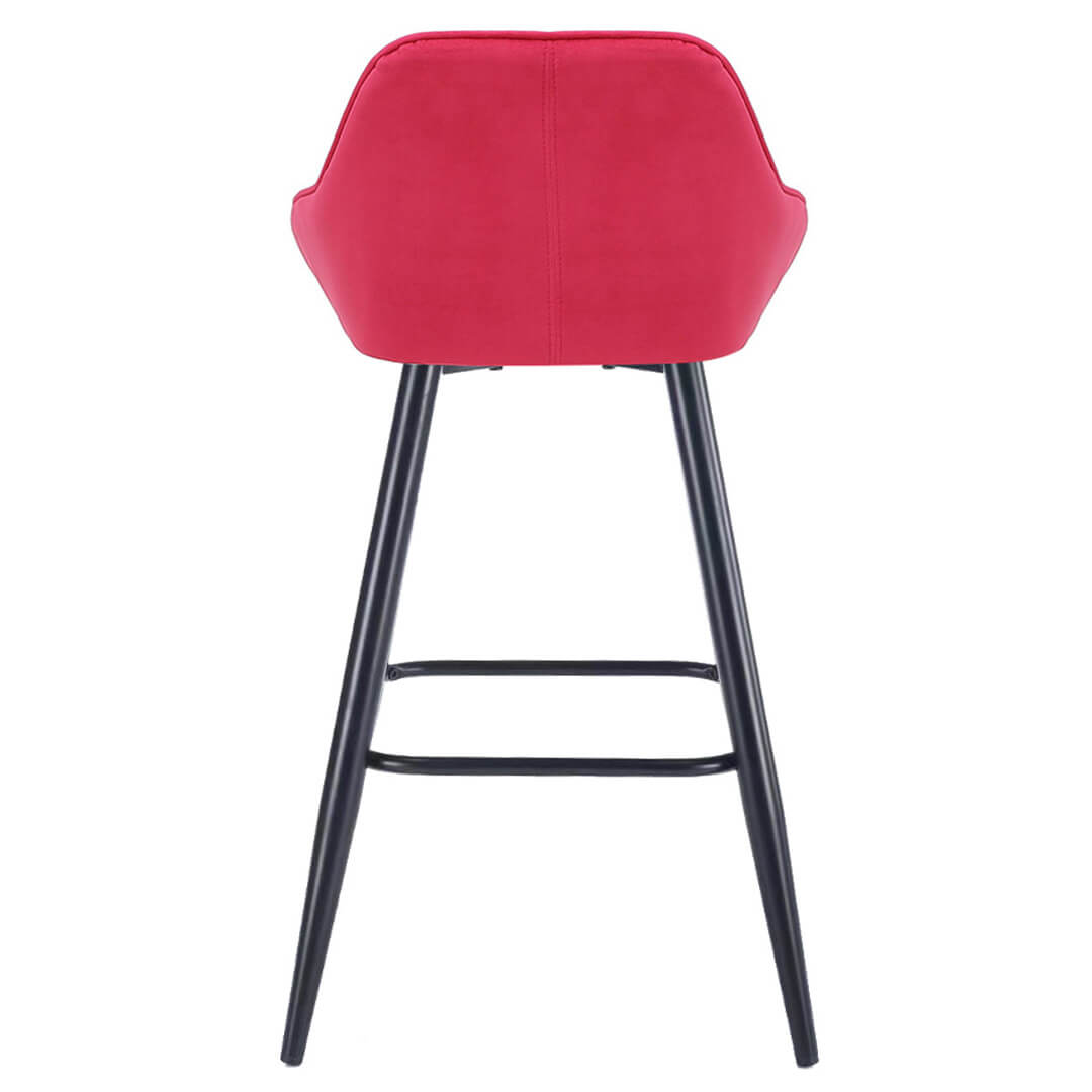 AURORA-Velluto-Velvet-Bar-Stool-Blush-Red-Rear