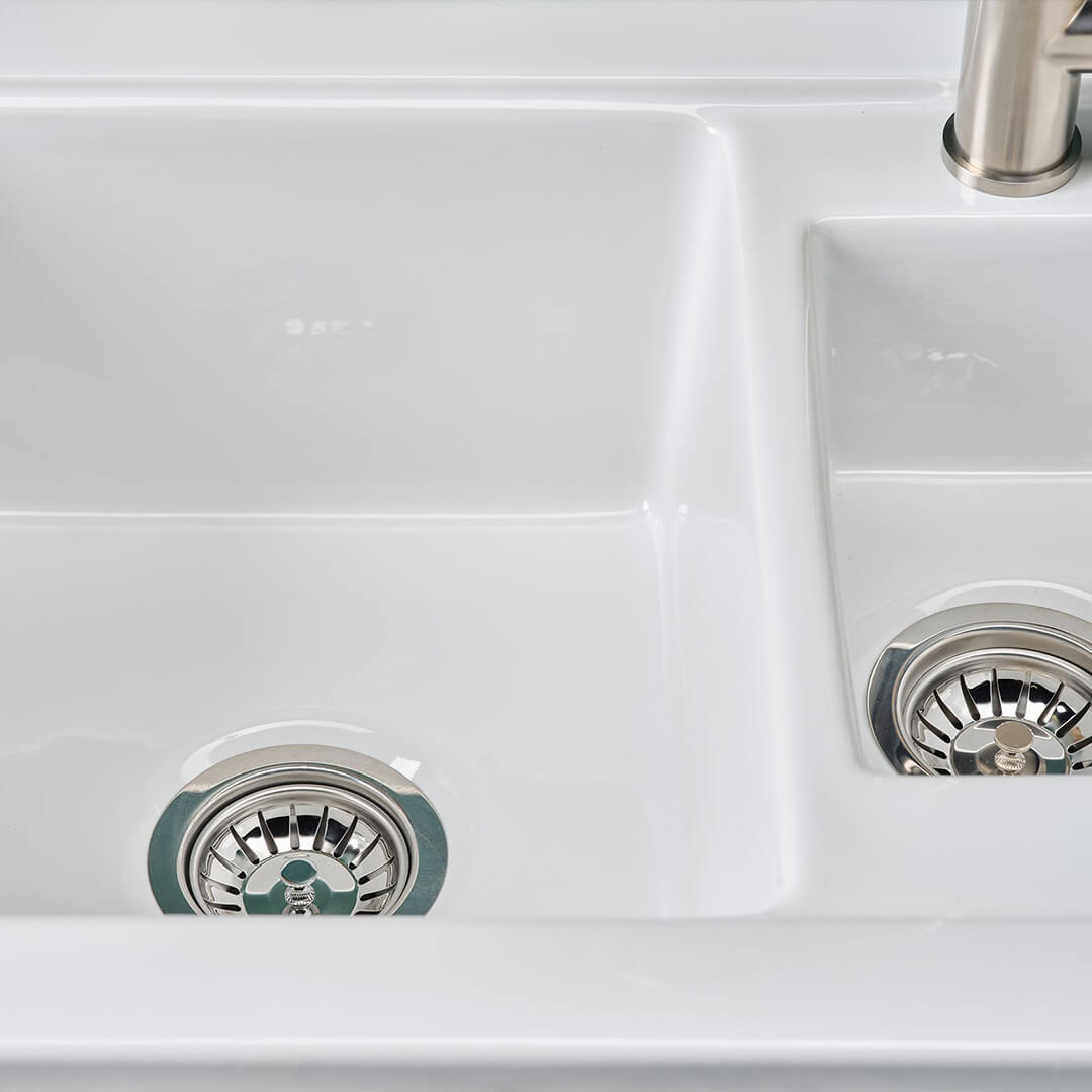 Reginox 1.5 Bowl Smooth Drainer White Ceramic Sink - 1000mm Wide