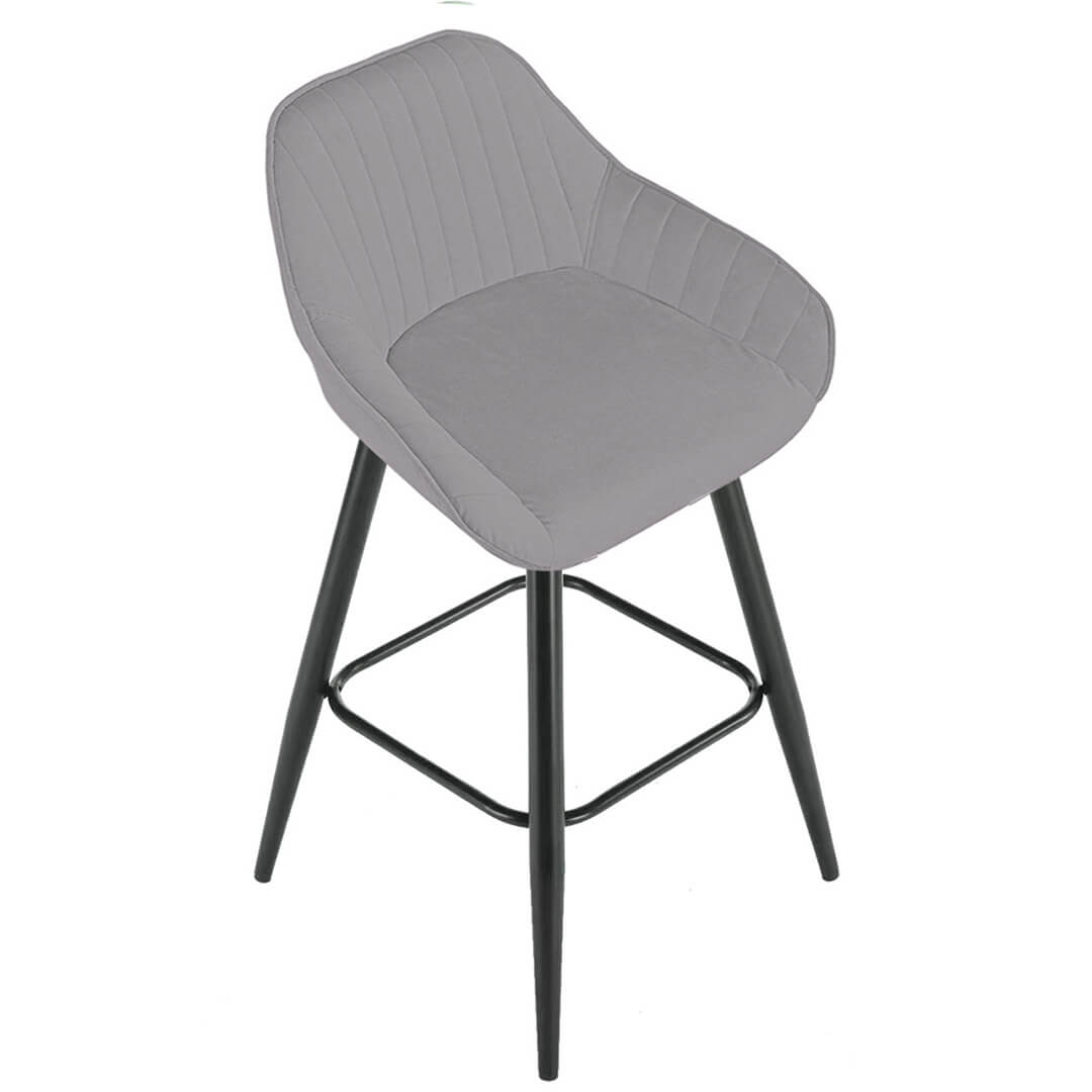 AURORA-Velluto-Velvet-Bar-Stool-Grey-Above