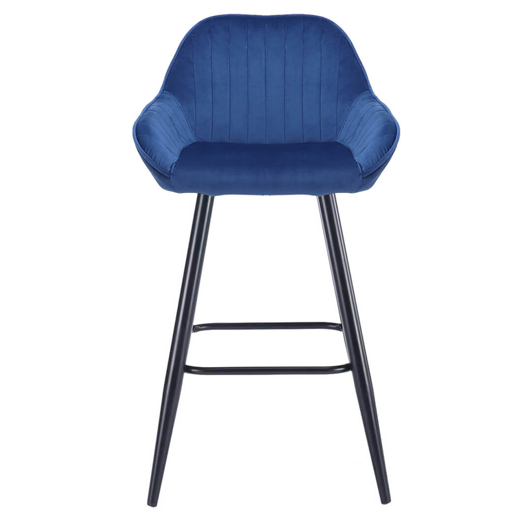 AURORA-Velluto-Velvet-Bar-Stool-Grey-Front