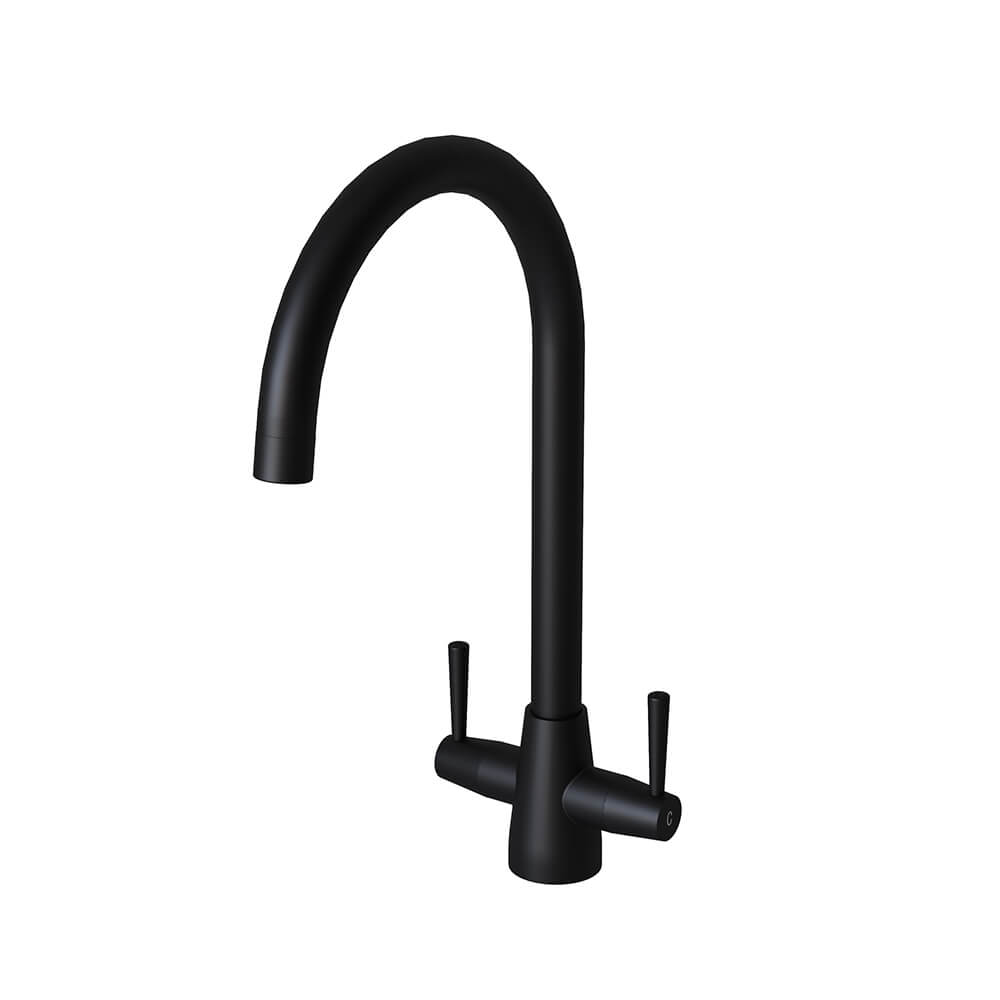 AURORA Cascade Twin Lever Tap - Matt Black