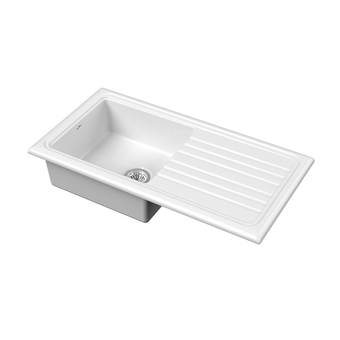 Reginox Single Bowl White Ceramic Sink - 1000mm Wide