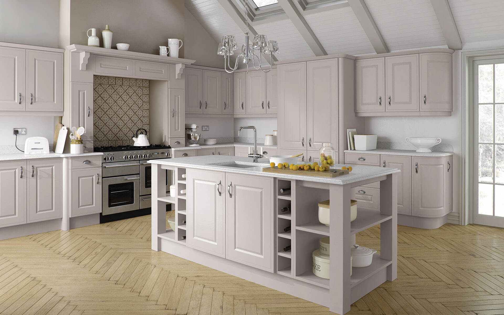 Helmsley Taupe In-frame Effect Raised Panel Kitchen - Better Kitchens