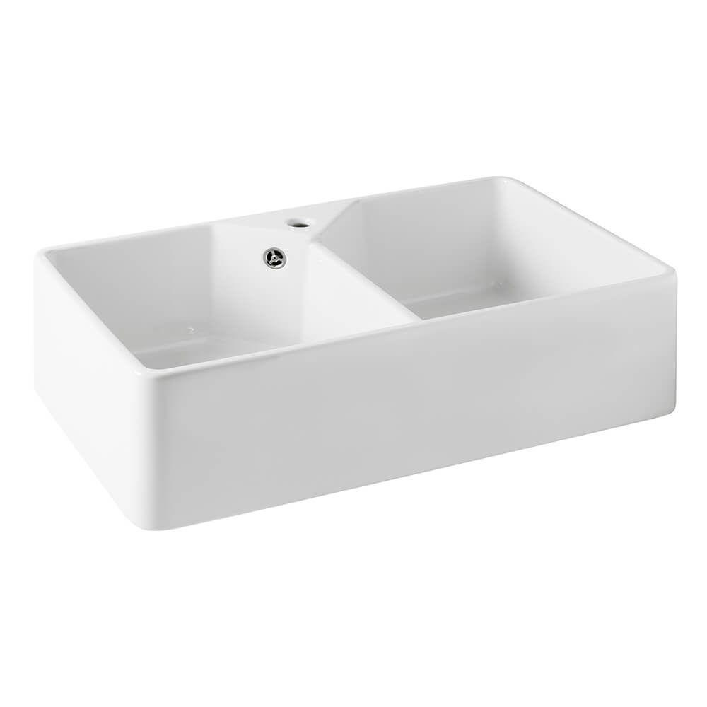800mm Double Belfast Sink & Belmore Chrome Tap Pack Sink Image