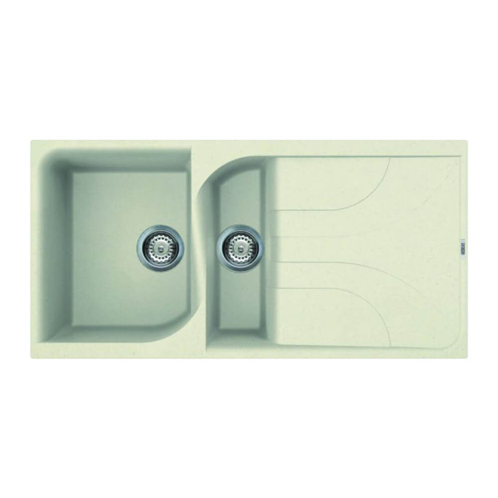 Quartz Cream 1.5 Bowl Sink & Cascade Brushed Steel Tap Pack Sink Image