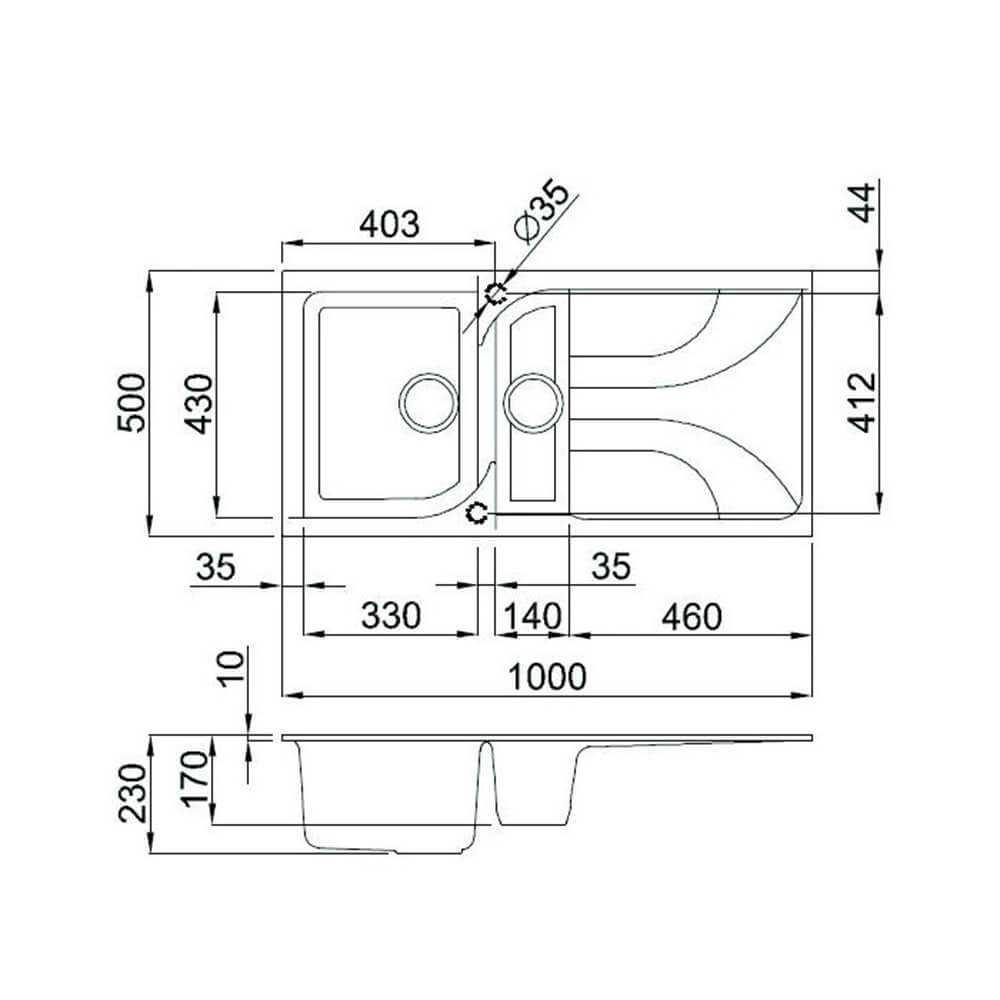 Quartz Black 1.5 Bowl Sink & Mesa Brushed Steel Tap Pack Sink Dimensions