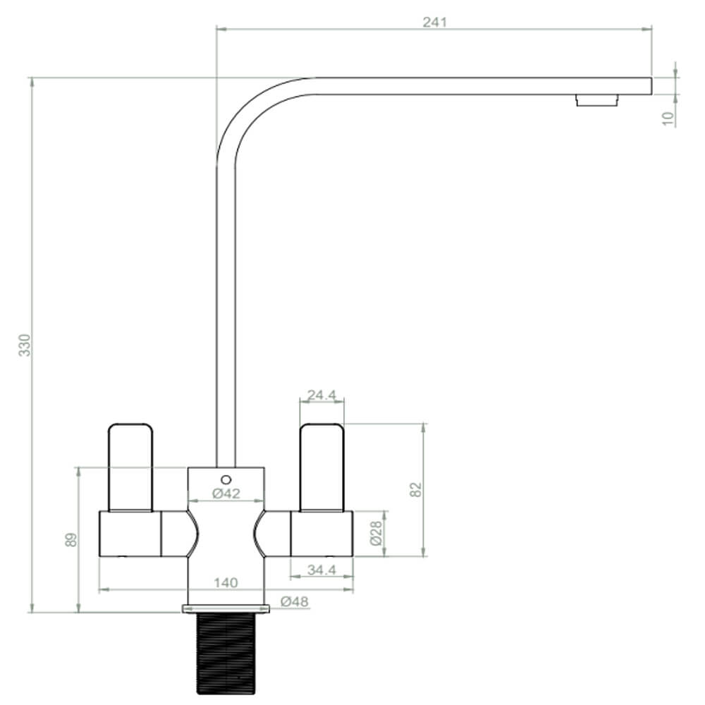 Quartz Black Large Single Bowl Sink & Mesa Brushed Steel Tap Pack Tap Dimensions