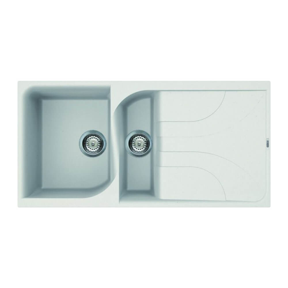 Quartz White 1.5 Bowl Sink & Cascade Brass Tap Pack Sink Image