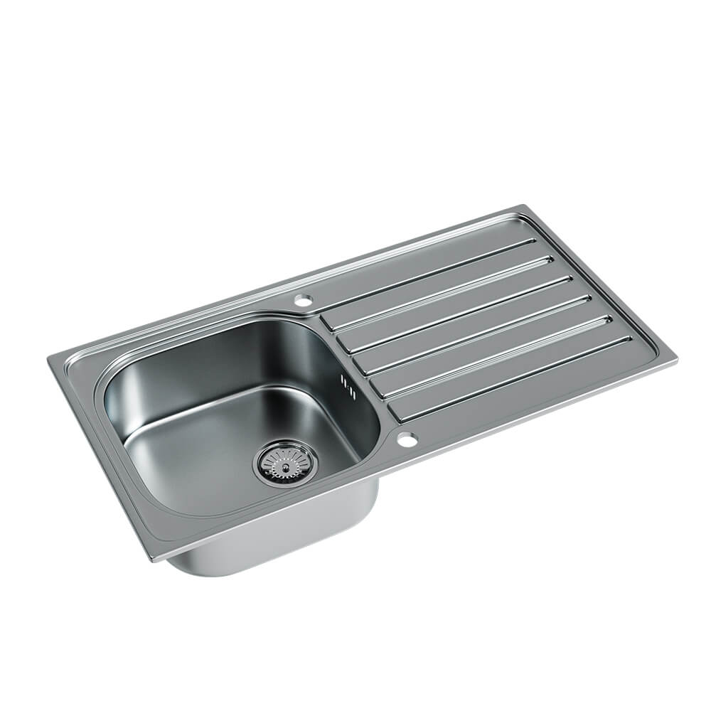 Stainless Steel Single Bowl Sink & Edessa Chrome Tap Pack Sink Image