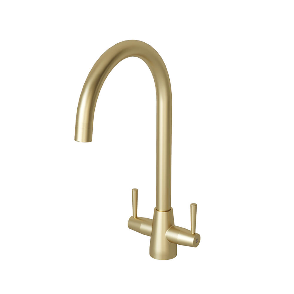 Premium Stainless Steel 2 Bowl Sink & Cascade Brass Tap Pack Tap Image