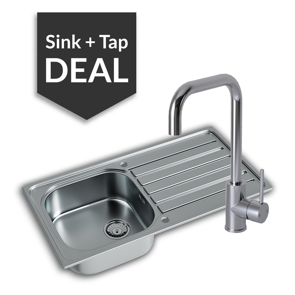Stainless Steel Single Bowl Sink & Edessa Chrome Tap Pack