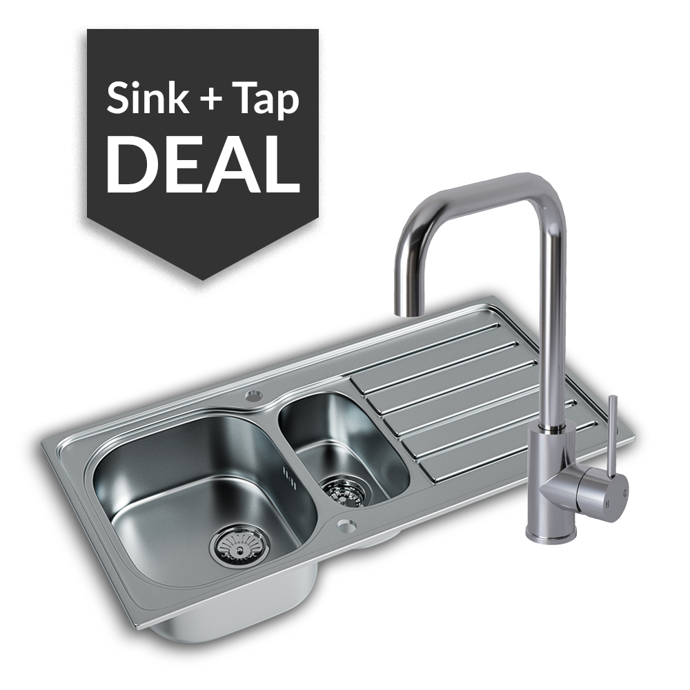 Stainless Steel 1.5 Bowl Sink & Edessa Chrome Tap Pack