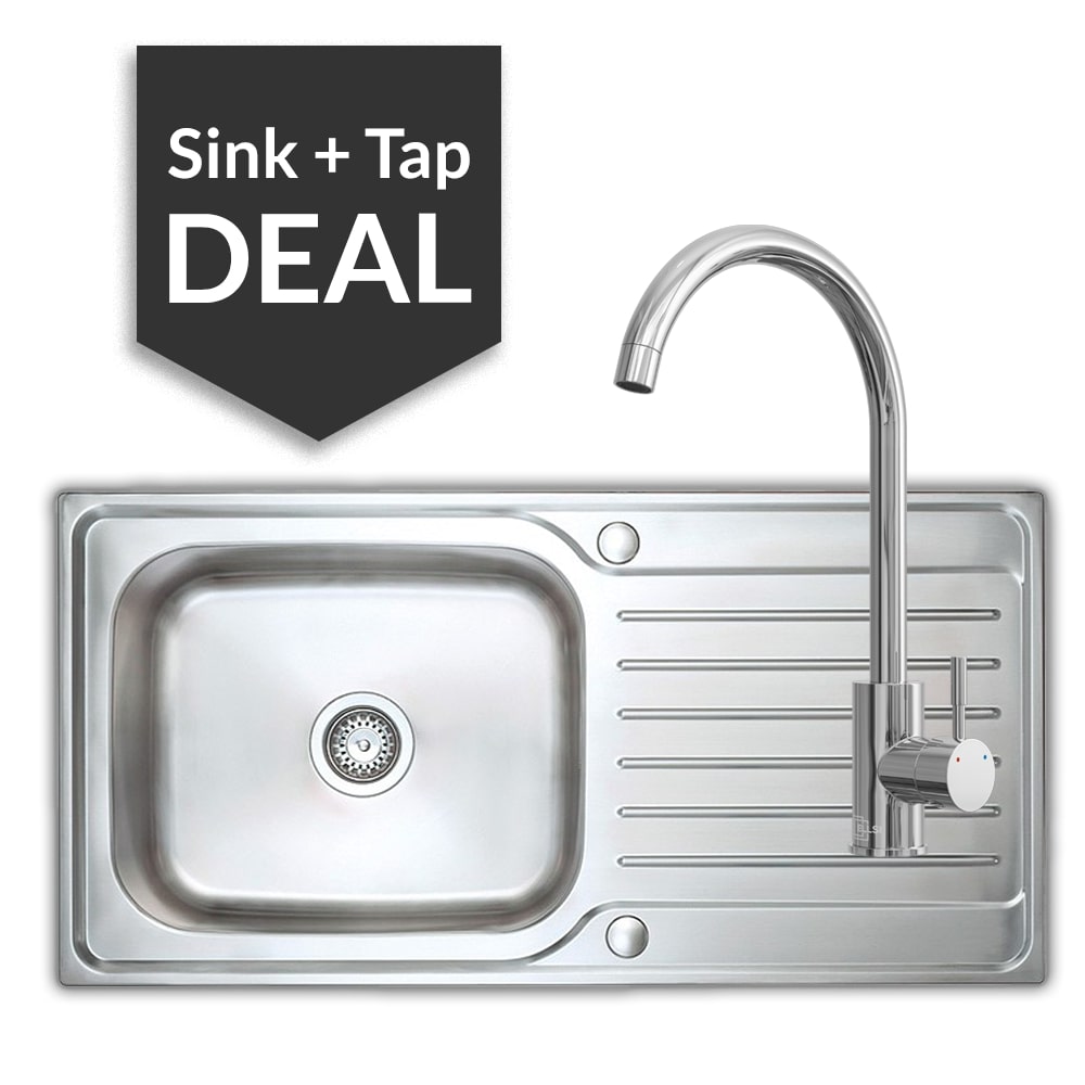 Premium Stainless Steel Large Single Bowl Sink & Varone Chrome Tap Pack