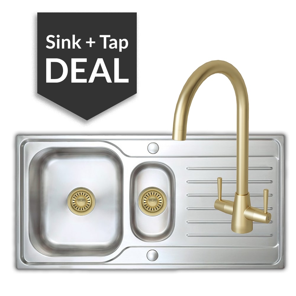Premium Stainless Steel 1.5 Bowl Sink & Cascade Brass Tap Pack