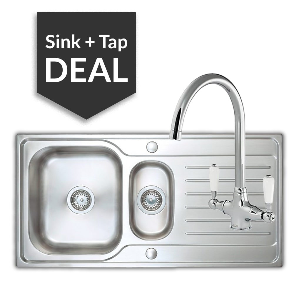 Premium Stainless Steel 1.5 Bowl Sink & Belmore Chrome Tap Pack