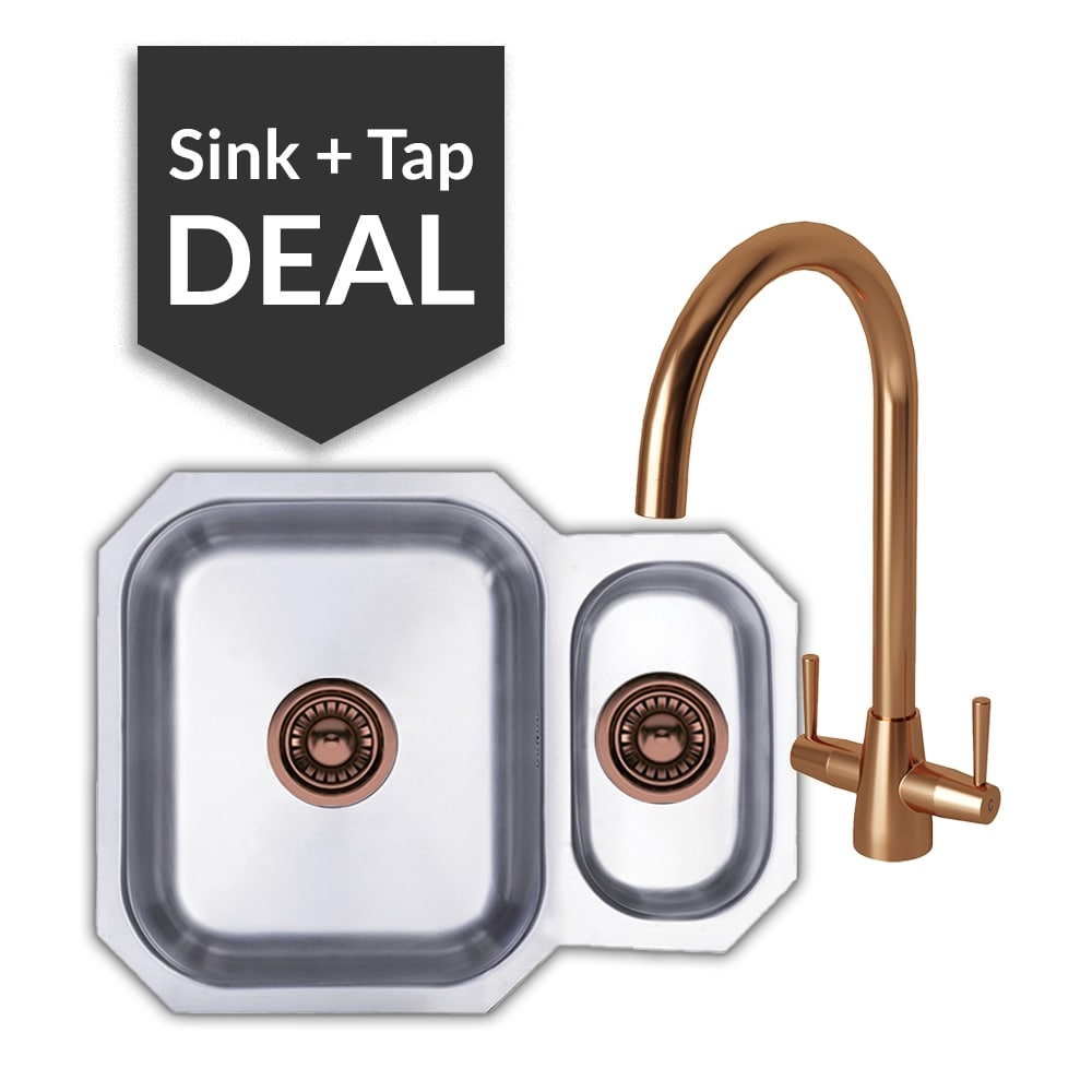 Premium Stainless Steel 1.5 Bowl Undermount Sink & Cascade Copper Tap Pack