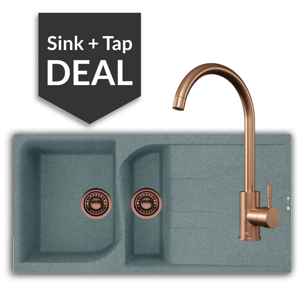 Quartz Titanium 1.5 Bowl Sink Sink & Varone Copper Tap Pack
