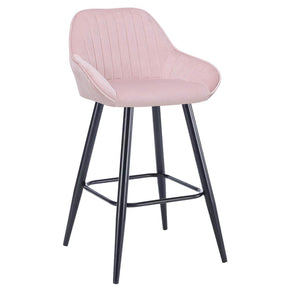 AURORA Velluto Velvet Bar Stool - Pink