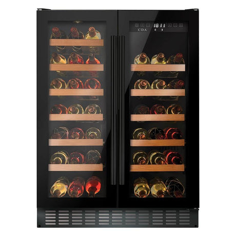 CDA FWC624BL 600mm Under Counter Wine Cooler, Black, 38 Bottle