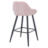AURORA-Velluto-Velvet-Bar-Stool-Pink-Rear-Angle