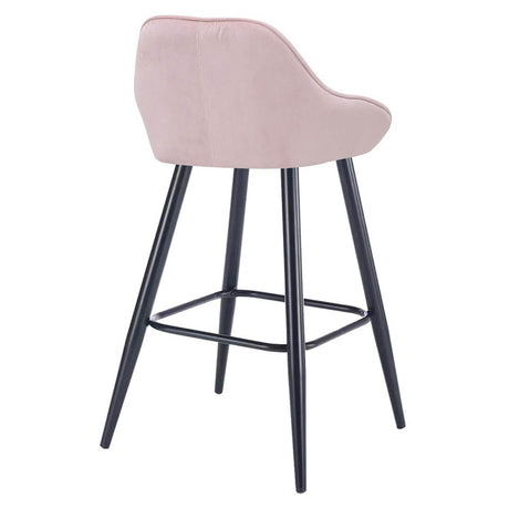 AURORA-Velluto-Velvet-Bar-Stool-Pink-Rear-Angle