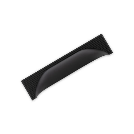 AURORA Reeded Back Square Cup Handle - 145mm (96mm Hole Centres) - Matt Black (HB12-277)