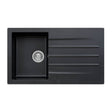 Reginox VALENCE Single Bowl & Drainer Black Granite Sink - 860mm Wide