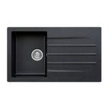 Reginox VALENCE Single Bowl & Drainer Black Granite Sink - 860mm Wide