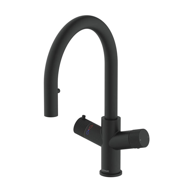 KoGE 4-in-1 Swan Spout Boiling Hot Water Tap with Pull Out Hose | Matt Black