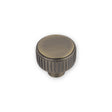 AURORA Round Side Reeded Knob - 35mm Diameter - Antique Brass (HB12-284)