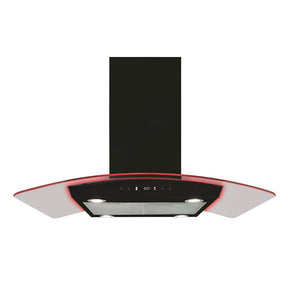 CDA EKPK90BL 90cm Curved Glass Island Extractor with LED Edge Lighting