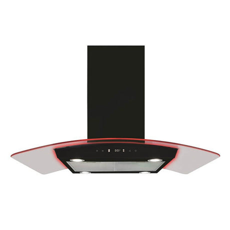 CDA EKPK90BL 90cm Curved Glass Island Extractor with LED Edge Lighting