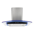 CDA EKP60SS 60cm Curved Glass Extractor with LED Edge Lighting, Stainless Steel, 3 Speed
