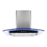 CDA EKP60SS 60cm Curved Glass Extractor with LED Edge Lighting, Stainless Steel, 3 Speed