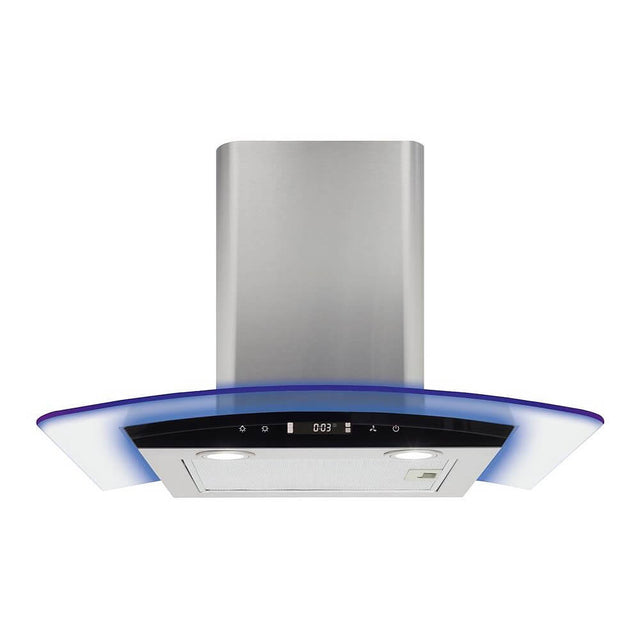 CDA EKP60SS 60cm Curved Glass Extractor with LED Edge Lighting, Stainless Steel, 3 Speed