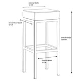 AURORA-Cube-Bar-Stool-White-Dimensions