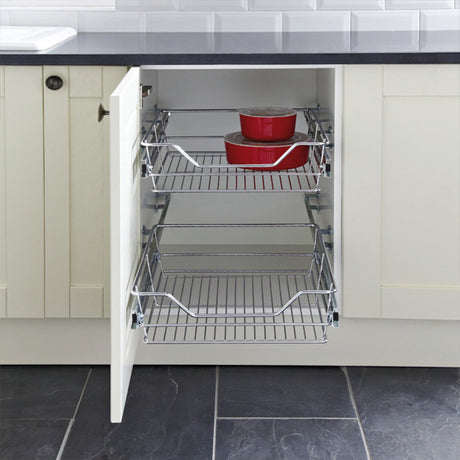 600mm Pull-Out Wire Basket - Set of 2