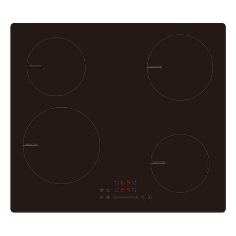 BEKIA 60cm Black 4 Zone Induction Hob Slider Controls