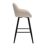 AURORA-Velluto-Velvet-Bar-Stool-Cream-Left-Side