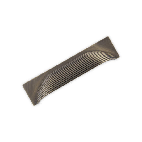 AURORA  Square Reeded Cup Handle - 145mm (96mm Hole Centres) - Antique Brass (HB12-292)