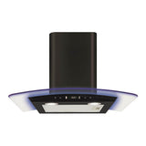 CDA EKP60BL 60cm Curved Glass Extractor with LED Edge Lighting, Black, 3 Speed
