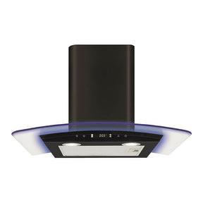 CDA EKP60BL 60cm Curved Glass Extractor with LED Edge Lighting, Black, 3 Speed