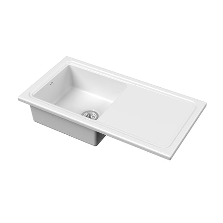 Reginox Single Bowl Smooth Drainer White Ceramic Sink - 1000mm Wide