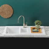 Reginox 1.5 Bowl Smooth Drainer White Ceramic Sink - 1000mm Wide