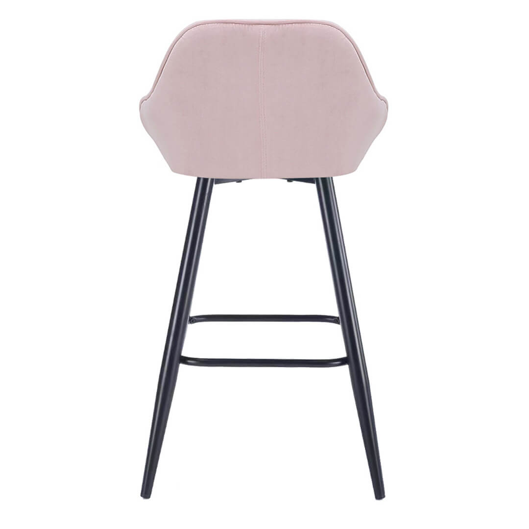 AURORA-Velluto-Velvet-Bar-Stool-Pink-Rear
