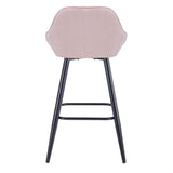 AURORA-Velluto-Velvet-Bar-Stool-Pink-Rear