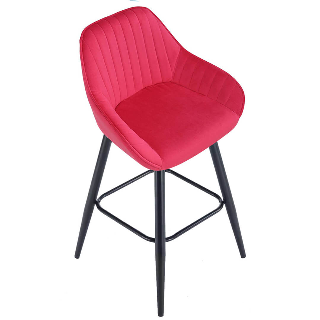 AURORA-Velluto-Velvet-Bar-Stool-Blush-Red-Above