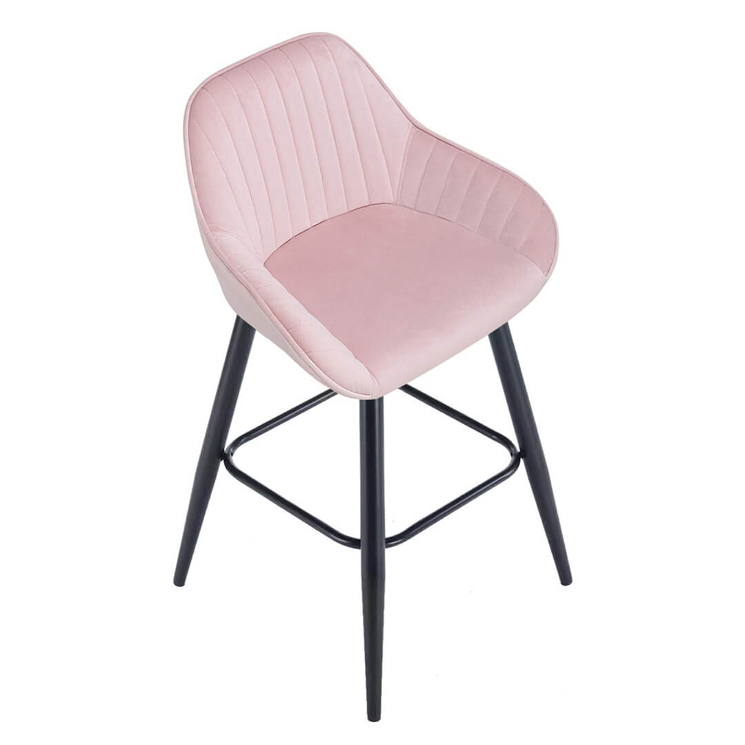 AURORA-Velluto-Velvet-Bar-Stool-Pink-Above